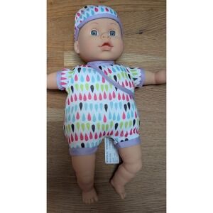 City Toy FLAW Baby Doll Purple Pink Teardrop Romper Hat Blue Eyes giggle sounds